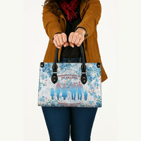 Promoted To Grandparents Leather Bag Family Generations Blue Floral Silhouette Art