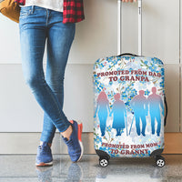 Promoted To Grandparents Luggage Cover Family Generations Blue Floral Silhouette Art