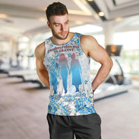 Promoted To Grandparents Men Tank Top Family Generations Blue Floral Silhouette Art