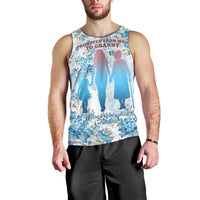 Promoted To Grandparents Men Tank Top Family Generations Blue Floral Silhouette Art