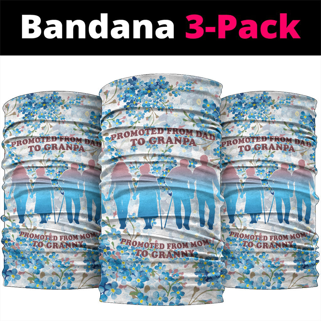 Promoted To Grandparents Neck Gaiter Family Generations Blue Floral Silhouette Art