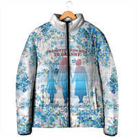 Promoted To Grandparents Padded Jacket Family Generations Blue Floral Silhouette Art