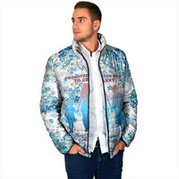 Promoted To Grandparents Padded Jacket Family Generations Blue Floral Silhouette Art