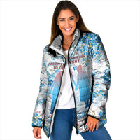 Promoted To Grandparents Padded Jacket Family Generations Blue Floral Silhouette Art