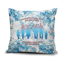 Promoted To Grandparents Pillow Cover Family Generations Blue Floral Silhouette Art