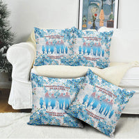 Promoted To Grandparents Pillow Cover Family Generations Blue Floral Silhouette Art