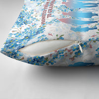Promoted To Grandparents Pillow Cover Family Generations Blue Floral Silhouette Art