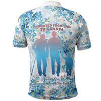 Promoted To Grandparents Polo Shirt Family Generations Blue Floral Silhouette Art