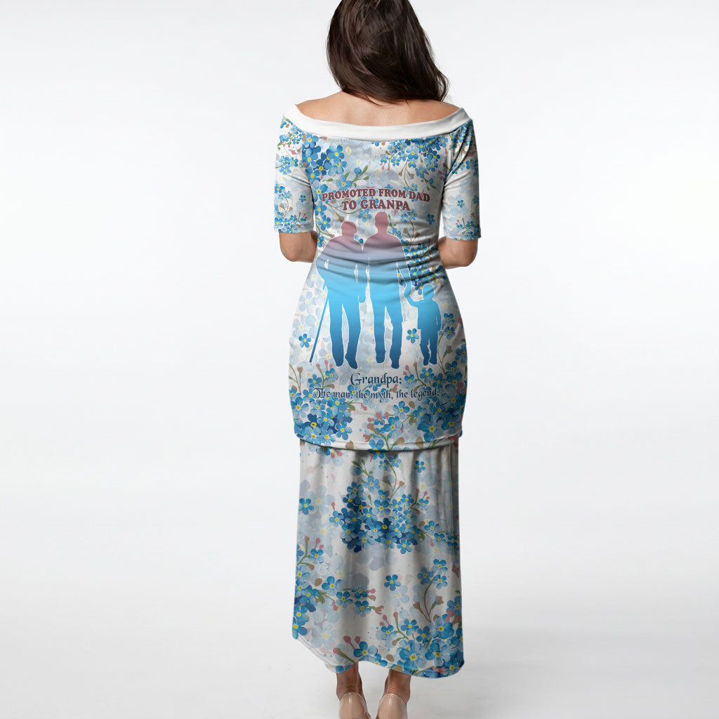 Promoted To Grandparents Puletasi Family Generations Blue Floral Silhouette Art