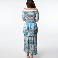 Promoted To Grandparents Puletasi Family Generations Blue Floral Silhouette Art