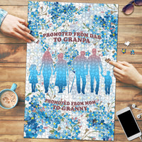Promoted To Grandparents Puzzle Family Generations Blue Floral Silhouette Art