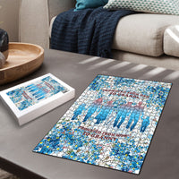 Promoted To Grandparents Puzzle Family Generations Blue Floral Silhouette Art