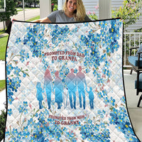 Promoted To Grandparents Quilt Family Generations Blue Floral Silhouette Art