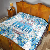 Promoted To Grandparents Quilt Family Generations Blue Floral Silhouette Art
