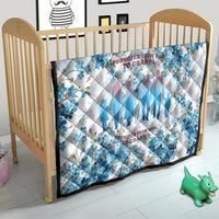 Promoted To Grandparents Quilt Family Generations Blue Floral Silhouette Art
