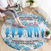 Promoted To Grandparents Round Carpet Family Generations Blue Floral Silhouette Art