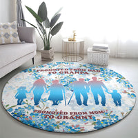 Promoted To Grandparents Round Carpet Family Generations Blue Floral Silhouette Art