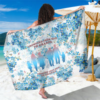 Promoted To Grandparents Sarong Family Generations Blue Floral Silhouette Art