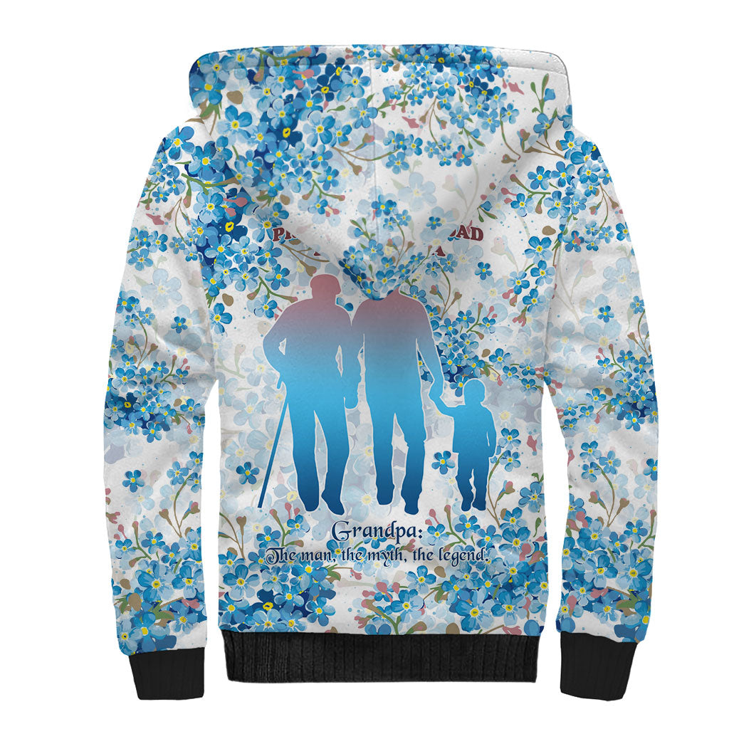 Promoted To Grandparents Sherpa Hoodie Family Generations Blue Floral Silhouette Art