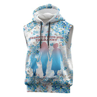Promoted To Grandparents Sleeveless Hoodie Family Generations Blue Floral Silhouette Art