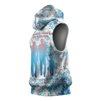 Promoted To Grandparents Sleeveless Hoodie Family Generations Blue Floral Silhouette Art