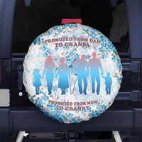 Promoted To Grandparents Spare Tire Cover Family Generations Blue Floral Silhouette Art
