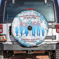 Promoted To Grandparents Spare Tire Cover Family Generations Blue Floral Silhouette Art