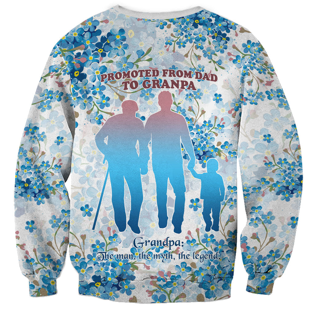 Promoted To Grandparents Sweatshirt Family Generations Blue Floral Silhouette Art