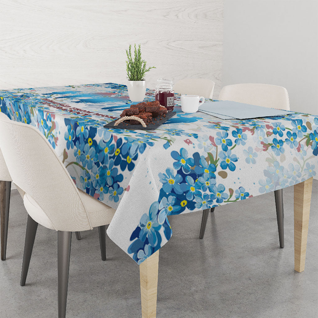 Promoted To Grandparents Tablecloth Family Generations Blue Floral Silhouette Art