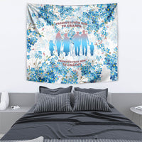 Promoted To Grandparents Tapestry Family Generations Blue Floral Silhouette Art