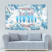 Promoted To Grandparents Tapestry Family Generations Blue Floral Silhouette Art