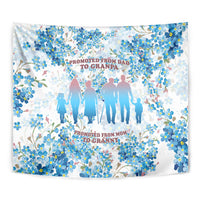 Promoted To Grandparents Tapestry Family Generations Blue Floral Silhouette Art