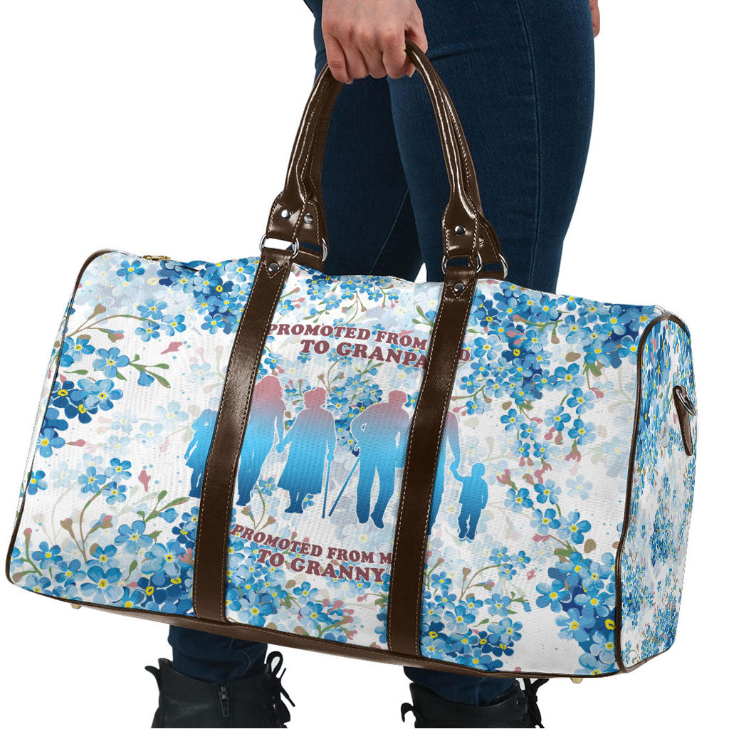 Promoted To Grandparents Travel Bag Family Generations Blue Floral Silhouette Art
