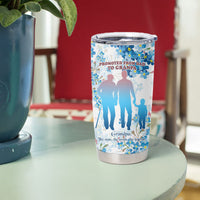 Promoted To Grandparents Tumbler Cup Family Generations Blue Floral Silhouette Art