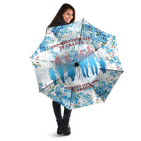 Promoted To Grandparents Umbrella Family Generations Blue Floral Silhouette Art
