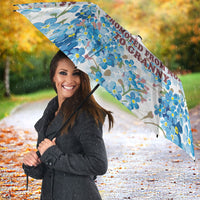 Promoted To Grandparents Umbrella Family Generations Blue Floral Silhouette Art