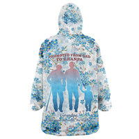 Promoted To Grandparents Wearable Blanket Hoodie Family Generations Blue Floral Silhouette Art