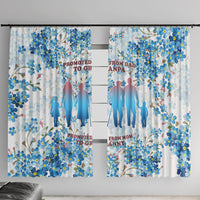Promoted To Grandparents Window Curtain Family Generations Blue Floral Silhouette Art