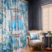 Promoted To Grandparents Window Curtain Family Generations Blue Floral Silhouette Art