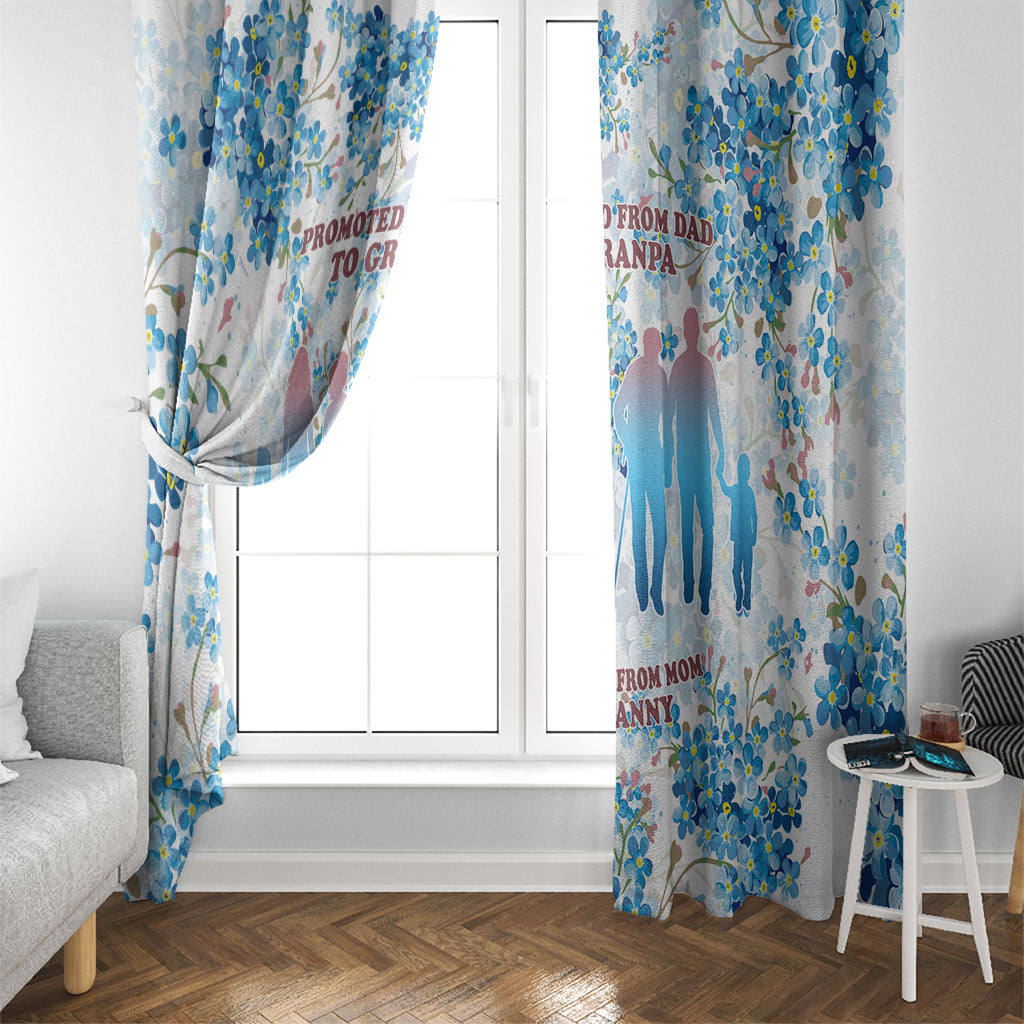 Promoted To Grandparents Window Curtain Family Generations Blue Floral Silhouette Art