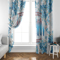 Promoted To Grandparents Window Curtain Family Generations Blue Floral Silhouette Art
