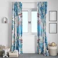 Promoted To Grandparents Window Curtain Family Generations Blue Floral Silhouette Art