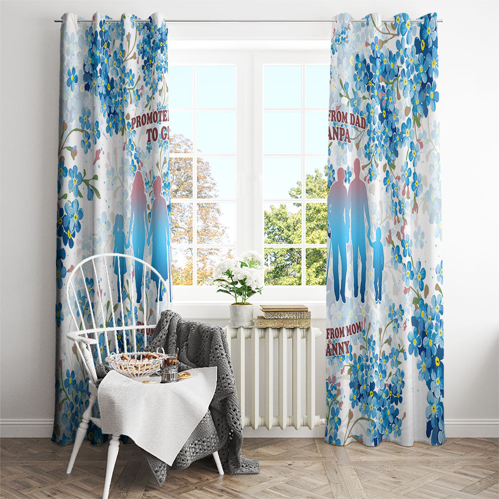 Promoted To Grandparents Window Curtain Family Generations Blue Floral Silhouette Art