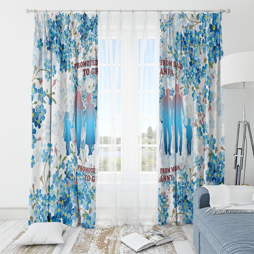 Promoted To Grandparents Window Curtain Family Generations Blue Floral Silhouette Art