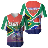 South Africa Heritage Day Baseball Jersey Celebrating Roots Flag Map Sunset Savanna