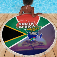 South Africa Heritage Day Beach Blanket Celebrating Roots Flag Map Sunset Savanna