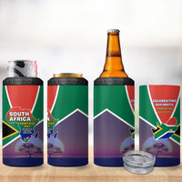 South Africa Heritage Day 4 in 1 Can Cooler Tumbler Celebrating Roots Flag Map Sunset Savanna