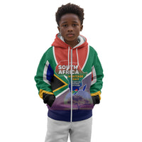 South Africa Heritage Day Kid Hoodie Celebrating Roots Flag Map Sunset Savanna