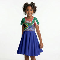 South Africa Heritage Day Kid Short Sleeve Dress Celebrating Roots Flag Map Sunset Savanna