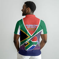 South Africa Heritage Day Polo Shirt Celebrating Roots Flag Map Sunset Savanna